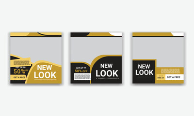 Social media ad. web banner ads for promotion design with yellow and black color.