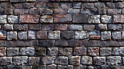 Obraz premium 3D rendering of a weathered brick wall with a textured stone surface