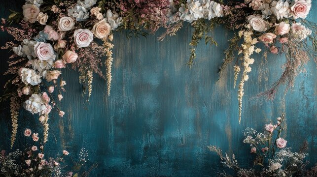 Floral maternity backdrop and wedding photography background featuring intricate floral designs