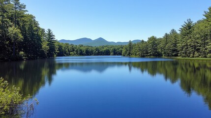 Obraz premium Serene Lake with Mountains and Reflection in Nature