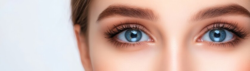 Obraz premium Close Up of Beautiful Blue Eyes with Long Eyelashes
