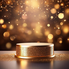 podium for product display with glittering light background