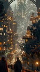 Obraz premium A Dreamy Night in a Futuristic City