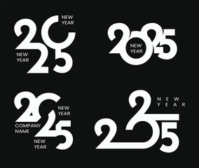 Happy New Year 2025 template design، Set of Happy New Year greeting text designs Christmas banner poster festive greeting card or۔