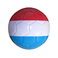 Fototapeta premium Flag of Luxembourg on a Soccer Ball with a White Background
