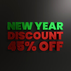 Green And Red New Year Discount 45 Percent Off With Dark Background