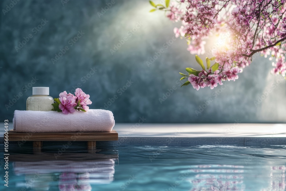 Poster tranquil spa backdrop with a balanced layout.