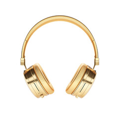Gold Wireless Headphones Isolated on White Background
