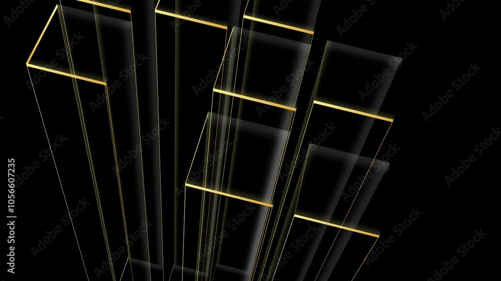 Wall mural cube gold black background animated footage abstract element for motion graphic,loop animation on ba