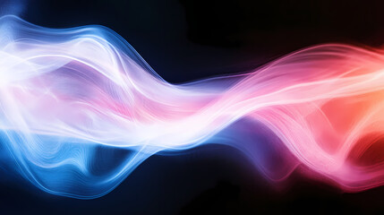 Glowing pink blue white dynamic grainy gradient wave on black banner abstract color flow noise texture dark website header poster design copy space. Gradient Mesh. Illustration