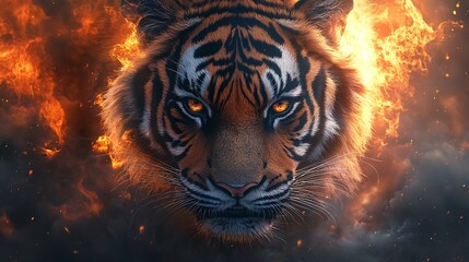Bold wallpaper images capturing intense fierce gaze of aggressive tiger