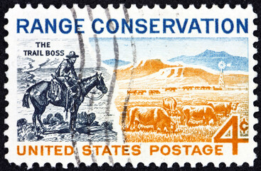 Postage stamp USA 1961 boss and prairie, Range conservation
