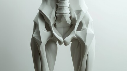 Abstract Skeleton: Lower body of a skeletal figure, constructed in a minimalist, geometric style, capturing a sense of raw anatomy and modern art.
