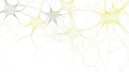 Neural Network Abstract: Intricate web of interconnected neurons, visualized in soft yellow and grey hues.  An artistic representation of the complex human brain and its neural pathways.