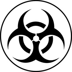 Biohazard flat icon. Warning sign for hazardous material, safety precaution. Risk of radioactivity, nuclear and toxic sign. Chemical warning triangular vector isolated on transparent background.
