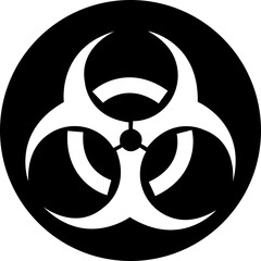 Biohazard flat icon. Warning sign for hazardous material, safety precaution. Risk of radioactivity, nuclear and toxic sign. Chemical warning triangular vector isolated on transparent background.