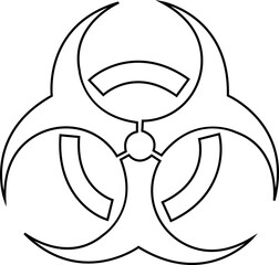 Biohazard line icon. Warning sign for hazardous material, safety precaution. Risk of radioactivity, nuclear and toxic sign. Chemical warning triangular vector isolated on transparent background.