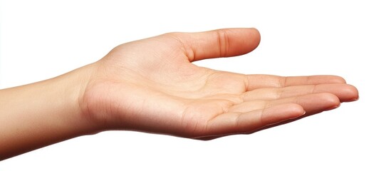 Hand With Open Palm Isolated On White Background