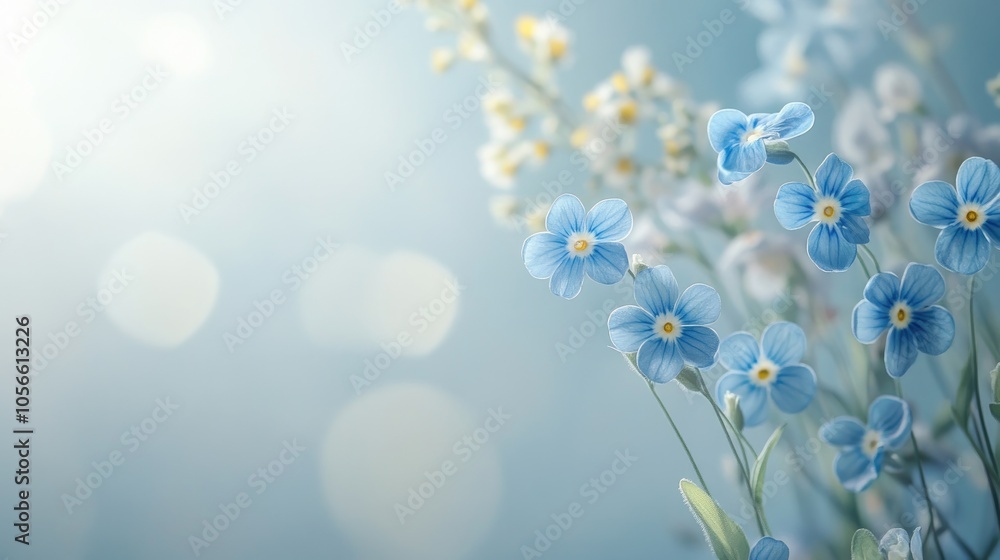 Aufkleber soft blue forget me nots flourish against a serene backdrop creating an ideal setting for your custo