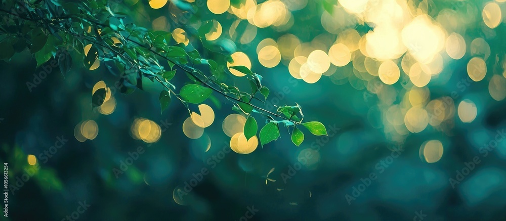 Poster abstact defocus bokeh light background made of forest style