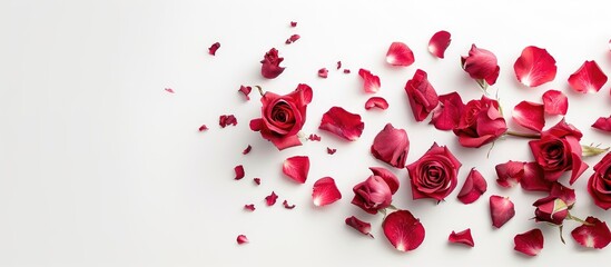 Rose Flower That Represents Love On The Day A Few Petals Natural Aroma Valentine S Day Gift With Celebration On Holiday On A White Background