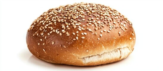 Rye Bun Seeded On A White Background Macro