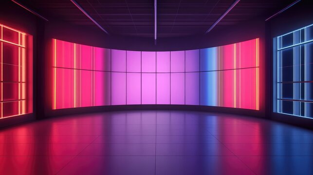 Virtual studio background featuring a chroma key TV screen design