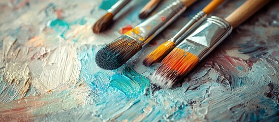 Obraz premium Paint Brushes On The Artist S Desk Tool For Artist Hobby