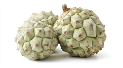 Fototapeta premium Whole ripe sugar apple also known as custard apple isolated on a white background showcasing its exotic tropical appeal