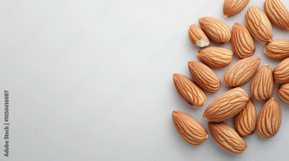 Aufkleber almond nut isolate displayed on a white background from a top perspective