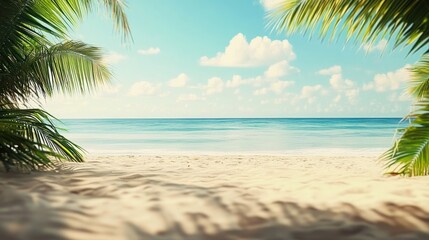 Fototapeta premium Stunning summer beach backdrop featuring ample empty space for text