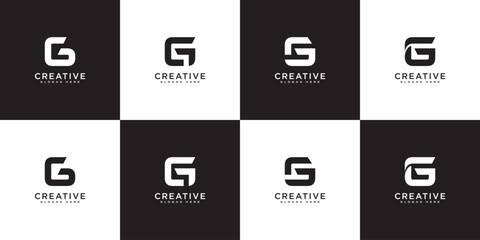 set of initial Letter G Abstract Vector Logo Design Template. Creative Typographic Concept Icon