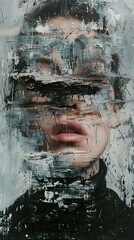 Fototapeta premium Abstract Portrait: Layered Expressionism in a Contemporary Painting