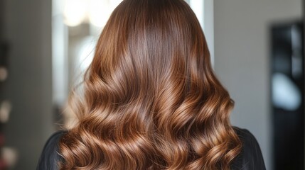 Shiny Caramel Balayage on Thick Wavy Hair