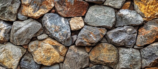 Fototapeta premium Fragment Of The Ancient Stone Wall Executed From Stones Of Various Form And The Size Background Image