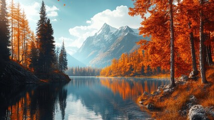 Naklejka premium Stunning fall scenery in the mountains