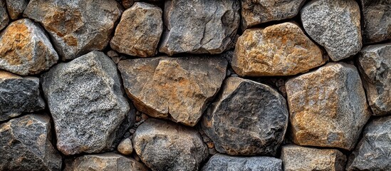 Fototapeta premium Fragment Of The Ancient Stone Wall Executed From Stones Of Various Form And The Size Background Image