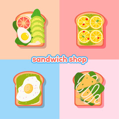 건강하고 맛있는 샌드위치 일러스트 모음