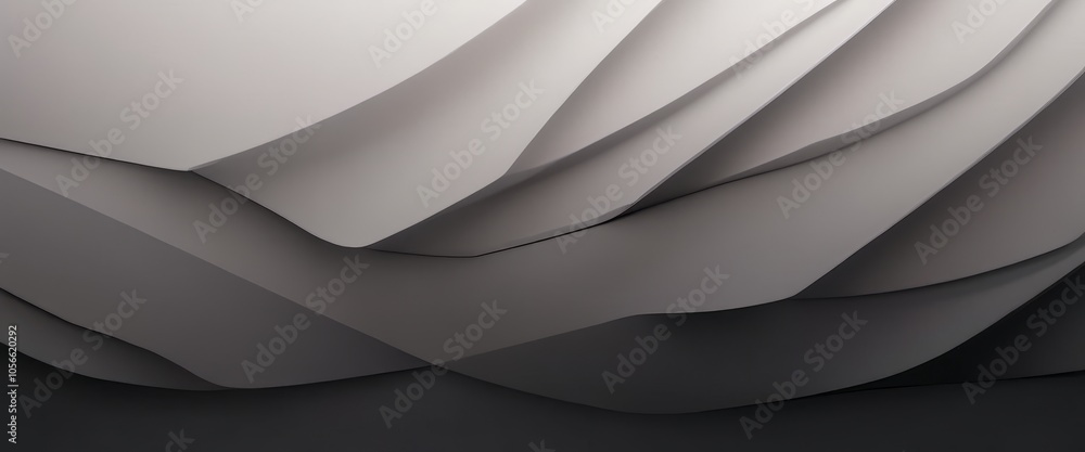 Poster Abstract layers of overlapping paper in subtle grayscale tones