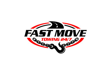 Illustration vector graphic of towing truck service logo design suitable for the automotive company