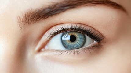 Fototapeta premium Close up of a female eye showcasing the concept of Eye ID against a white background