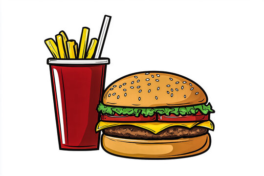 recommend clip art: 
                    
                    Hand Drawn Burger available Detailed line art illustration of BurgerFast Food. Useful for branding, menus, food packaging, logos white background