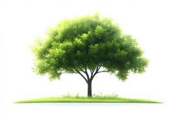 A majestic tree representing the beauty and tranquility of nature set against a minimalist backdrop inviting reflection on environmental preservation and the importance of greenery on white background