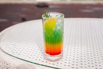 Green yellow red tropical mocktail
