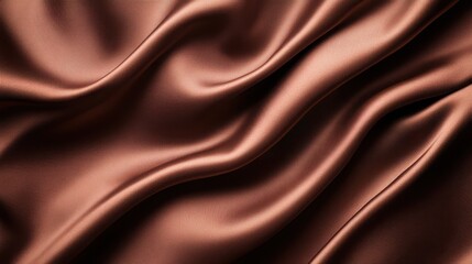 Luxurious brown silk fabric featuring smooth, flowing textures, perfect for elegant backgrounds or fashion designs.