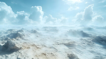 Obraz premium Fantasy 3D Landscape with Fog and Clouds Illustration