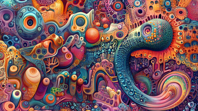 The joy of linguistic discovery: a visual representation of expanding horizons ai generated. Psychedelic Patterns. Illustration