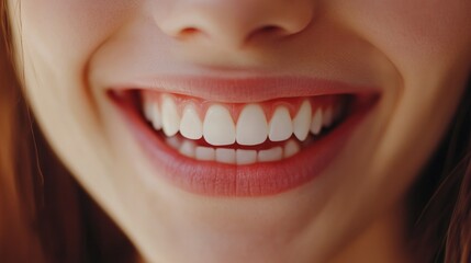 Fototapeta premium Radiant smile showcasing pristine white teeth and healthy lips in close up