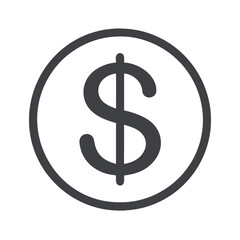 Obraz premium Dollar symbol icon inside a circle in black and white