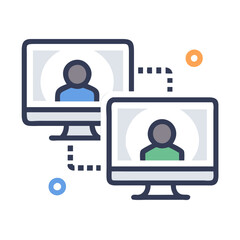 Fototapeta premium Video conference icon with two computers